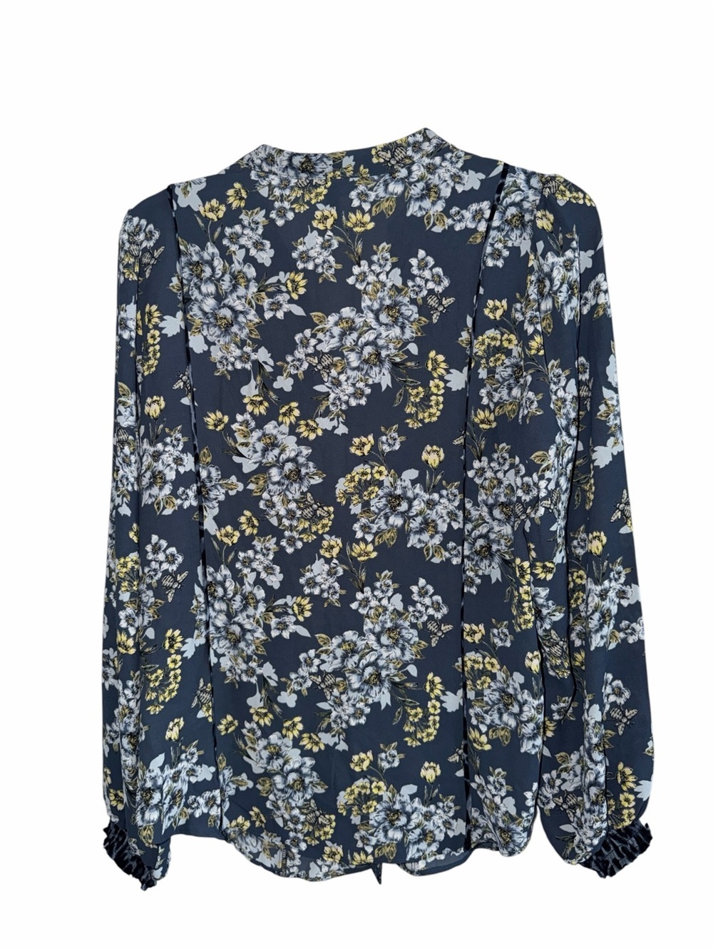 White House Black Market Long-Sleeve Honey Floral Blouse size 8 NWT - Picture 5 of 11